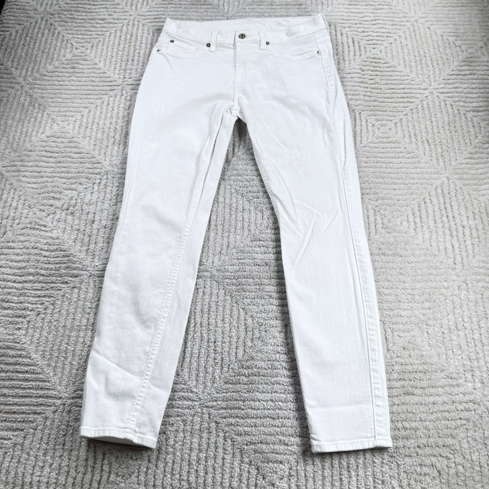 7 For All Mankind Ankle Skinny Jeans Womens 28 White Stretch Denim Preppy Resort